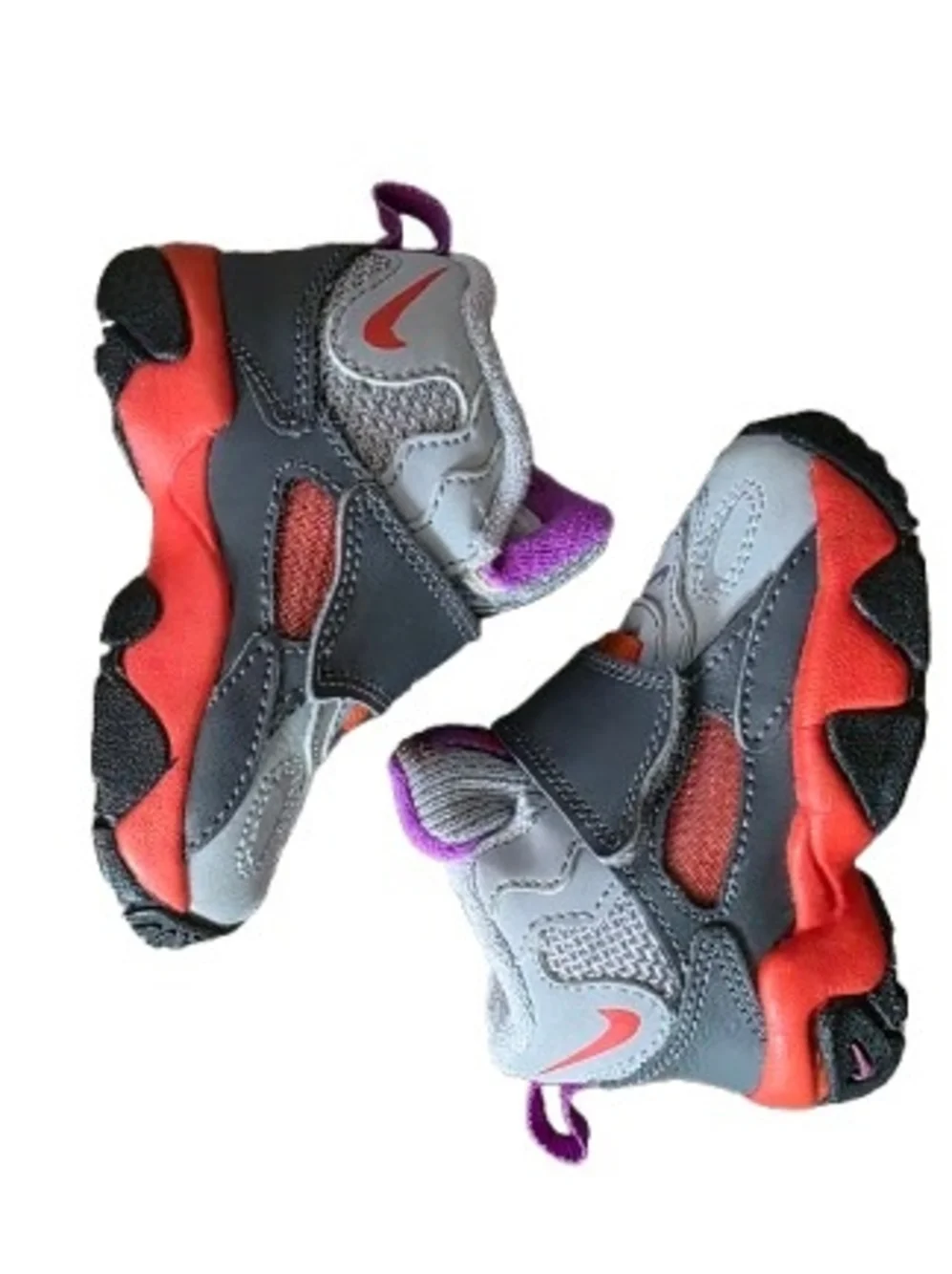Nike Kids Gray, Orange and Purple High-Top Basketball Sneakers